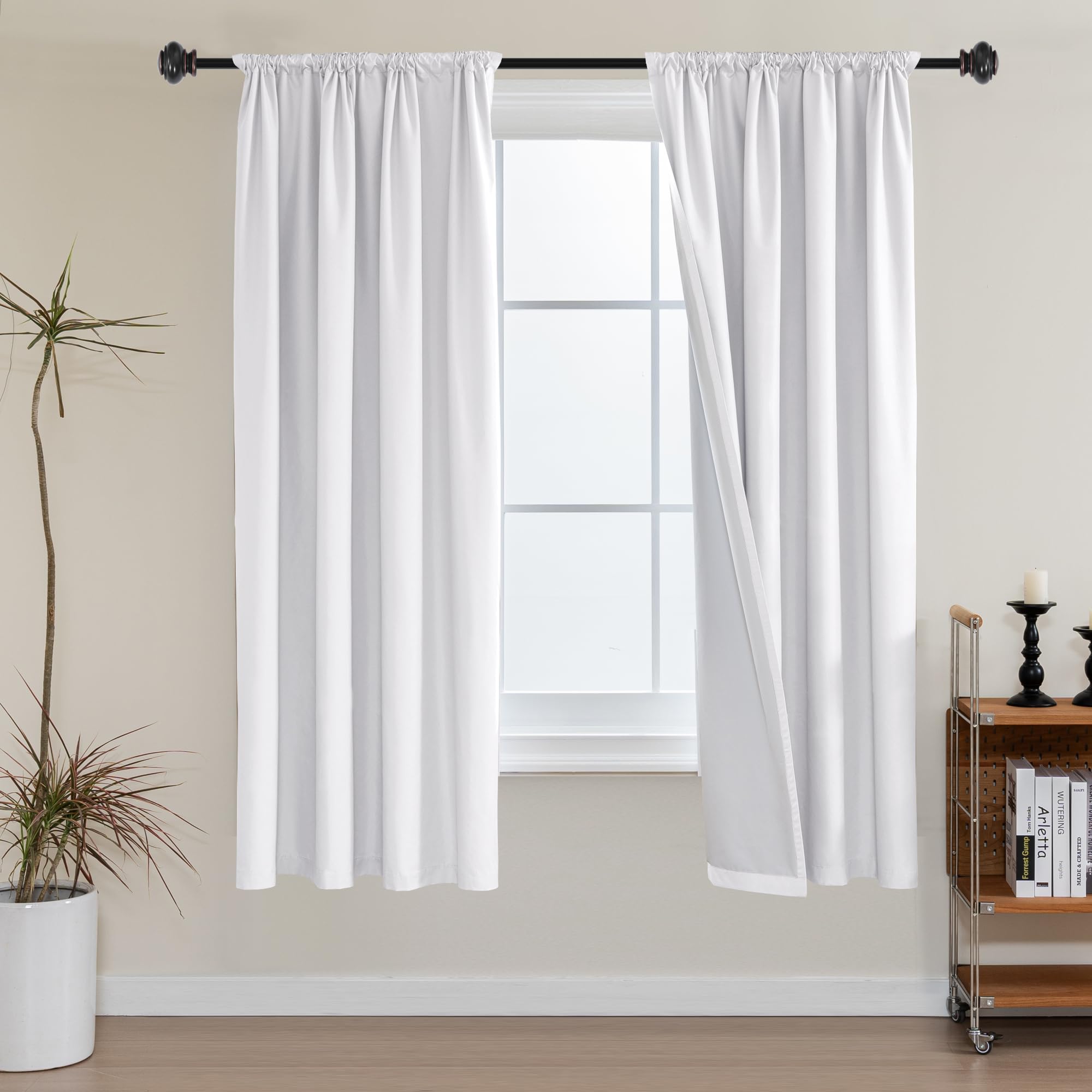 H.VERSAILTEX front view of two blackout panels showing clean silhouette and coverage