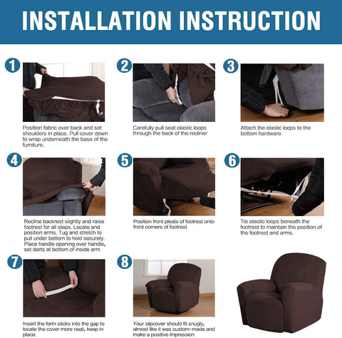 H.VERSAILTEX cover on recliner with person for scale showing accurate sizing benefit
