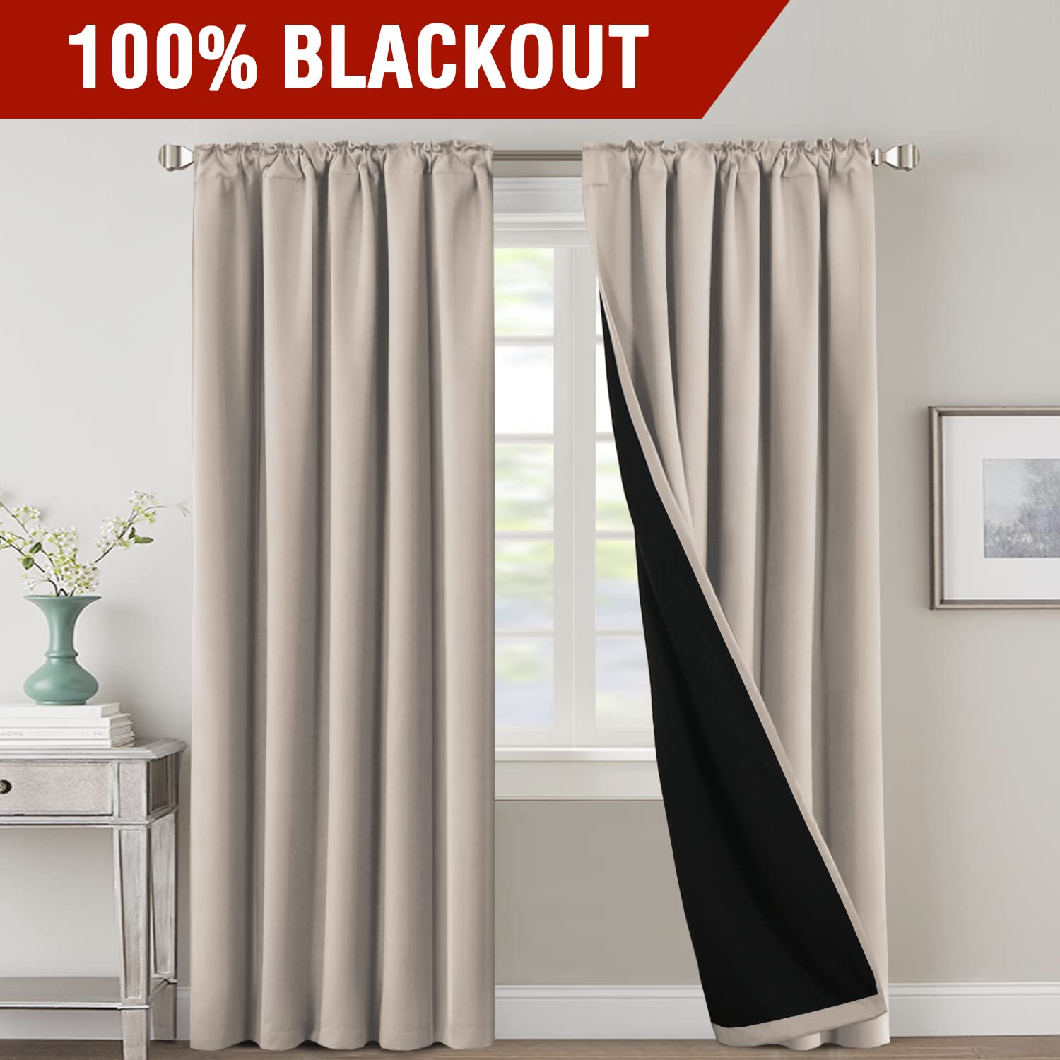 H.VERSAILTEX close-up of black lining and fabric texture highlighting total light block