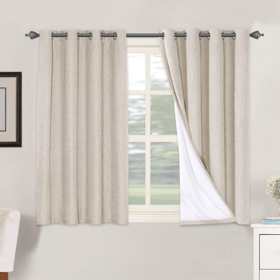 H.VERSAILTEX front view of two-panel set showing natural color and drape