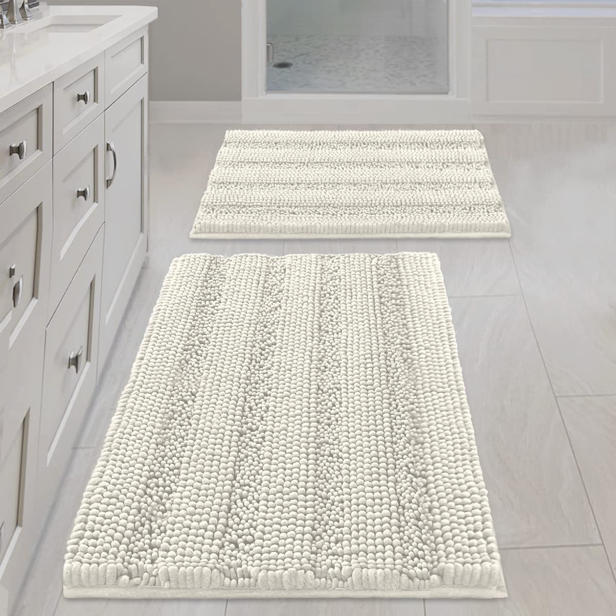 H.VERSAILTEX front view of striped rug set shows cozy style and immediate comfort