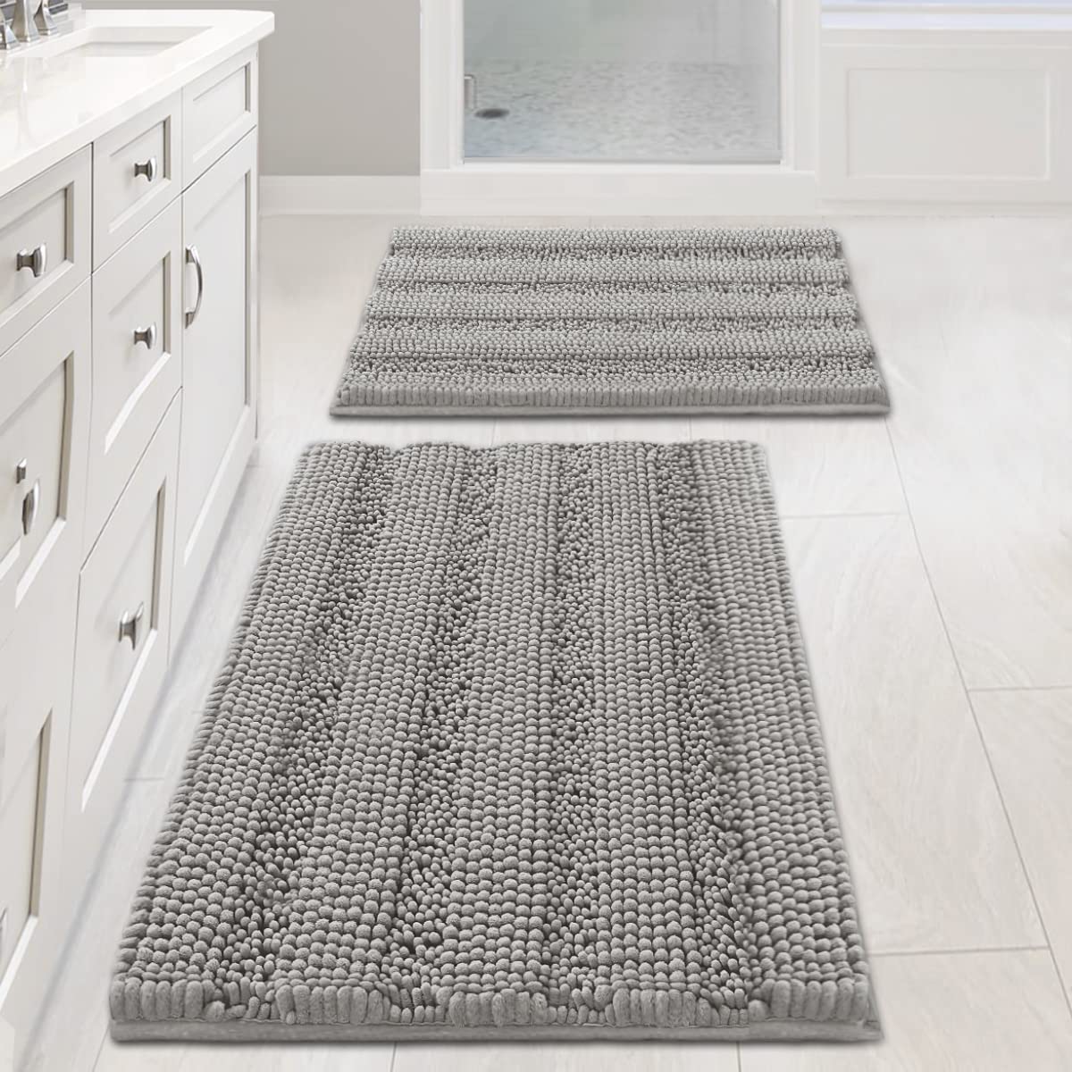 H.VERSAILTEX front view of striped rug set showing colors and texture for stylish floors
