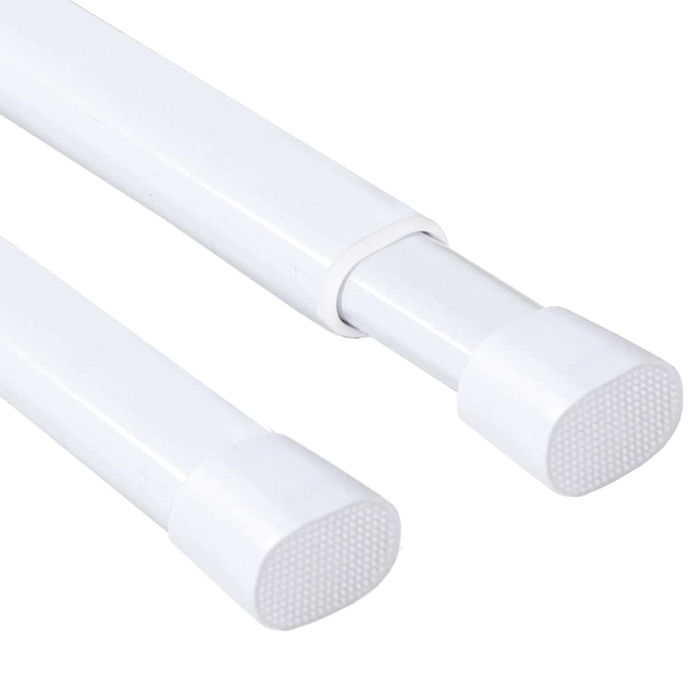 H.VERSAILTEX front view of white tension rods showing pair and packaging benefit of ready-to-install