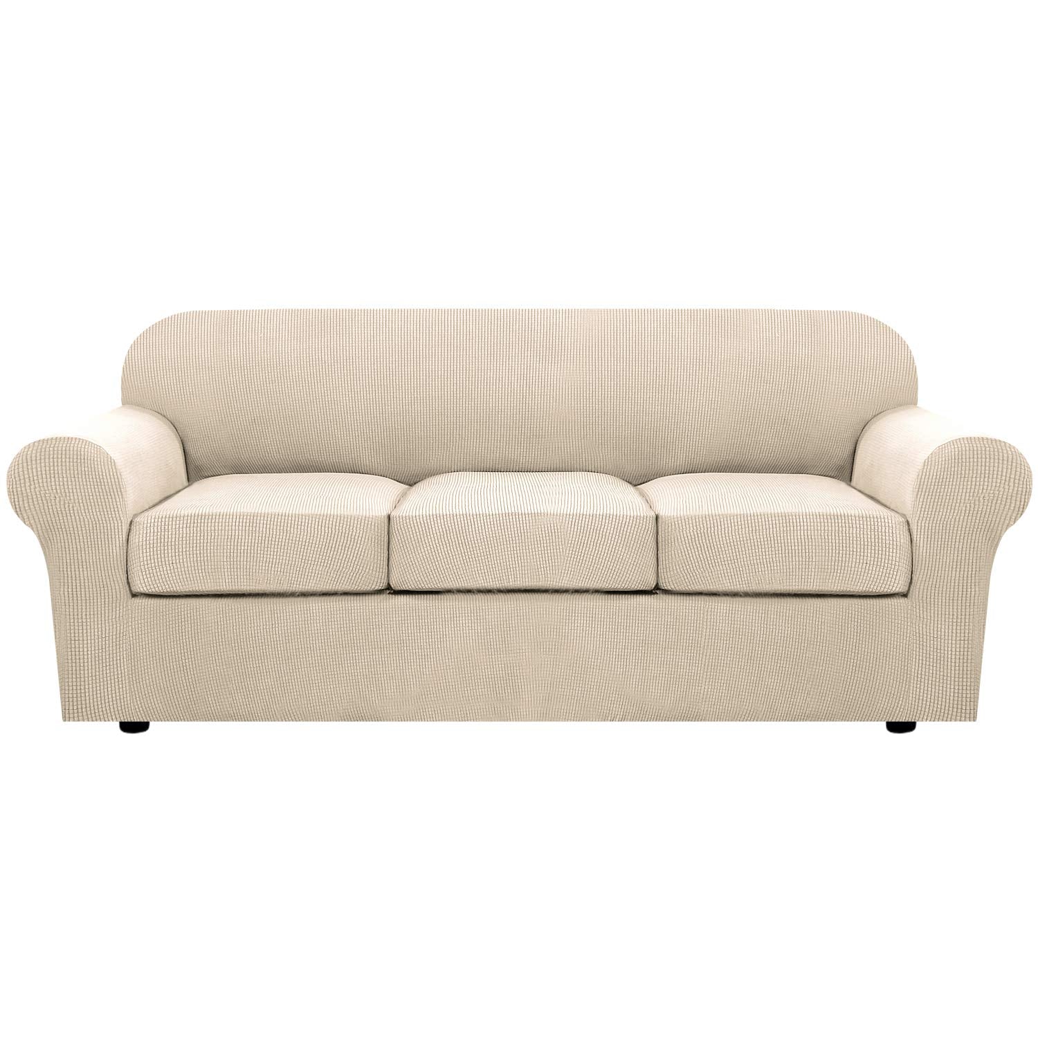 H.VERSAILTEX front view cover showing tailored fit and refreshed sofa