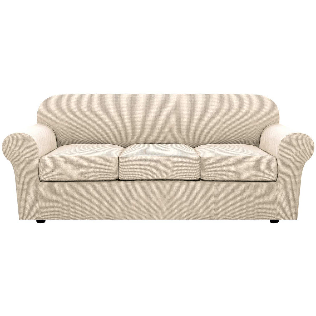 H.VERSAILTEX front view cover showing tailored fit and refreshed sofa