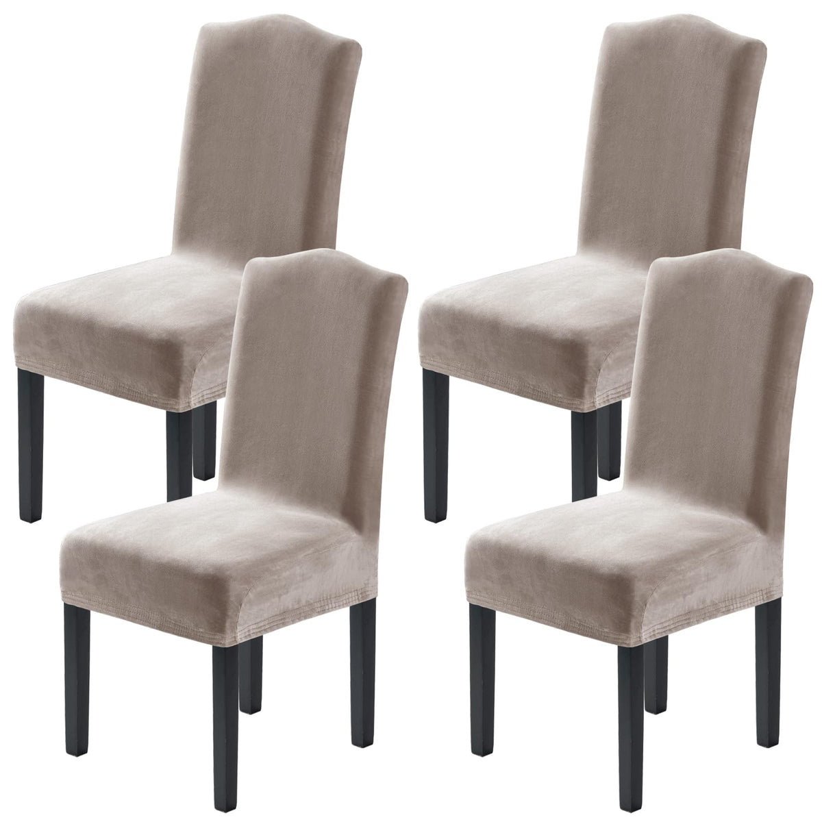 H.VERSAILTEX front view taupe slipcover showing clean updated look