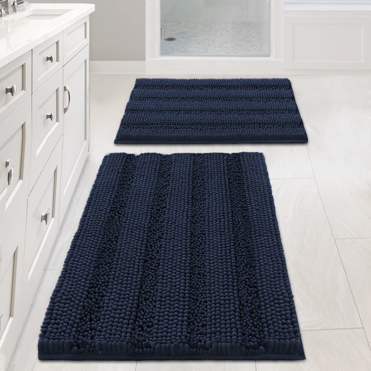 H.VERSAILTEX navy front packaging showing set and color, enhances bathroom decor