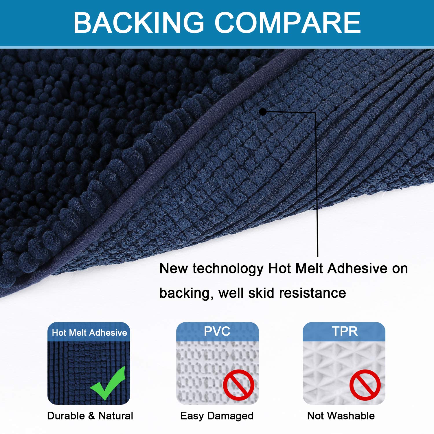 H.VERSAILTEX non-slip backing detail, shows secure grip and stable safety