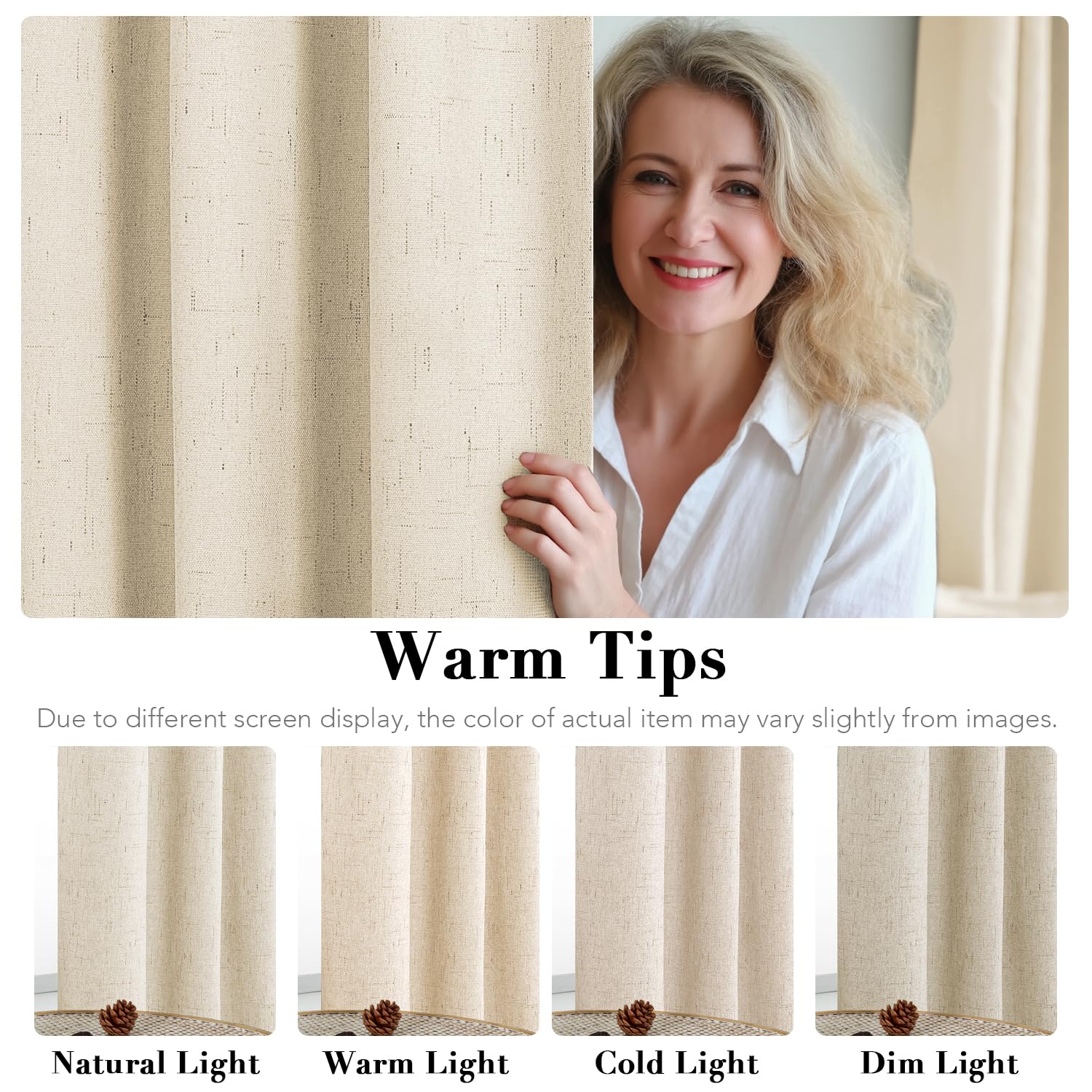 H.VERSAILTEX curtains beside ruler showing 52x84 inch panel size clarity