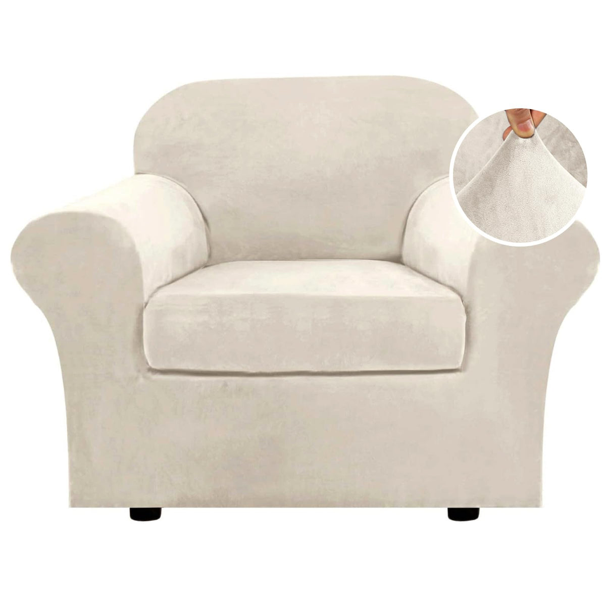 H.VERSAILTEX front view on chair showing clean ivory look and refreshed decor