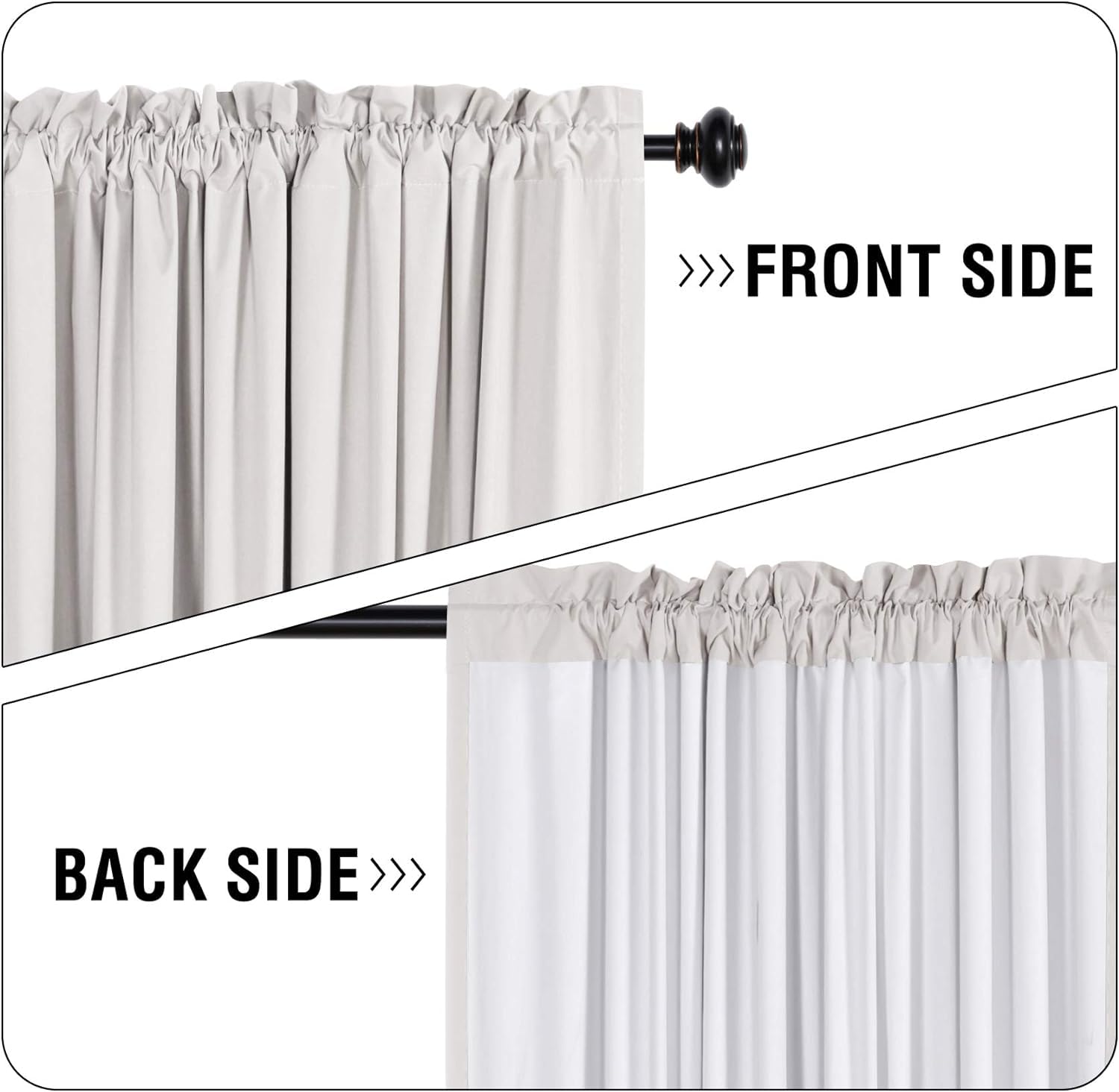 H.VERSAILTEX rod pocket detail illustrating easy installation on standard 1.5 inch rods