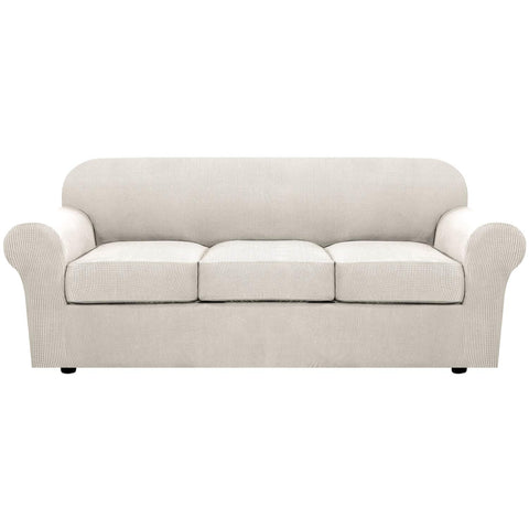 H.VERSAILTEX ivory sofa front view showing tailored fit and fresh look