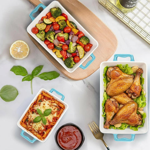 Hacaroa lake blue dishes on table in lifestyle setting for attractive serving benefit