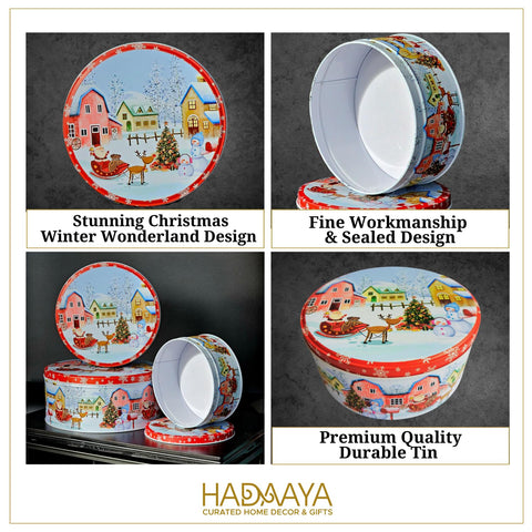 hadaaya kitchen display of tins adding festive decor and organization