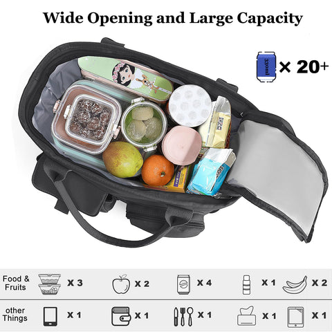 Hafmall wide open main compartment showing capacity and easy access for meal containers