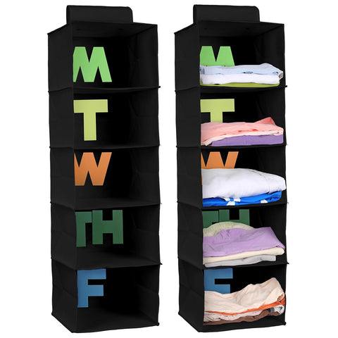 Hahafelt front view showing five shelves and tidy storage benefit