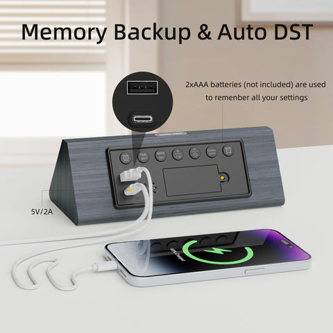 Haimiage bedside scene with phone charging showing convenient USB-A port