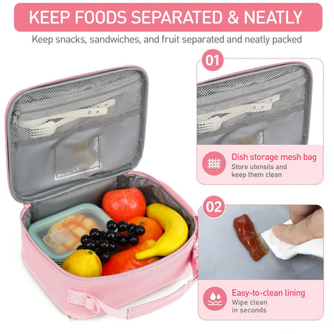 Hairao mesh pocket detail with utensils, organizing cutlery for convenient lunches