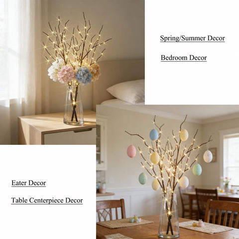 Hairui branches arranged in a vase on tabletop delivering cozy ambiance