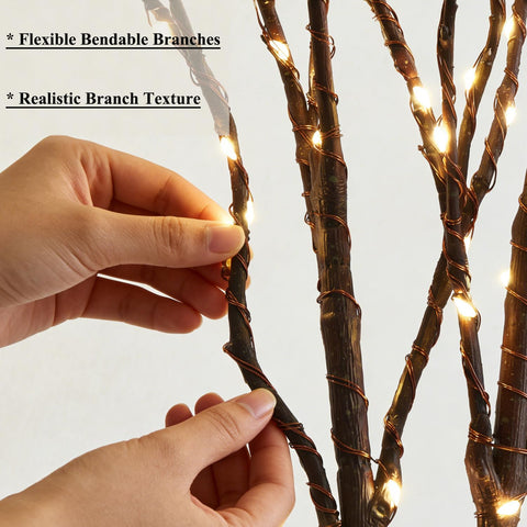 Hairui close-up of realistic bark texture and warm LEDs providing natural glow