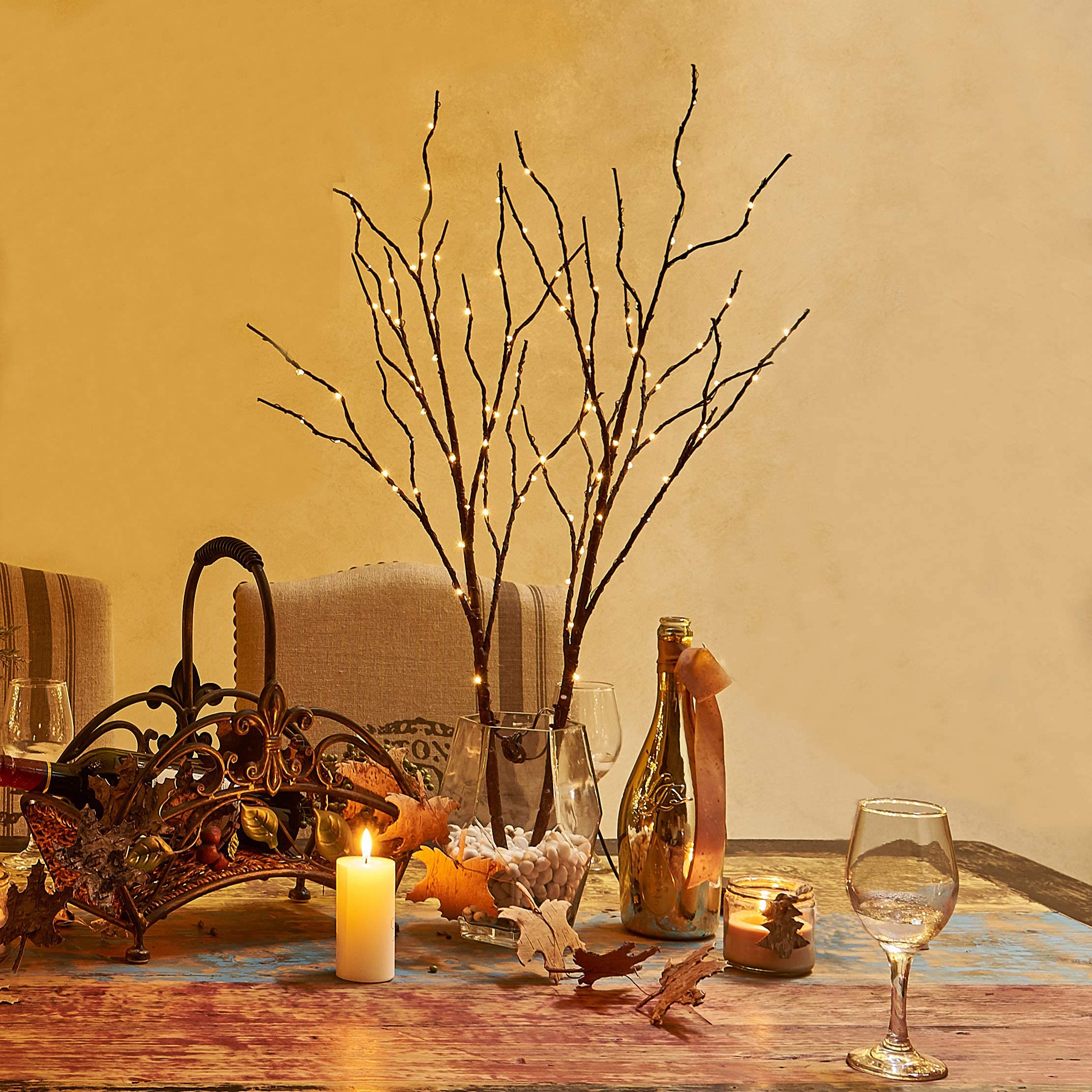 Hairui on a fireplace mantel adding warm accent lighting to decor