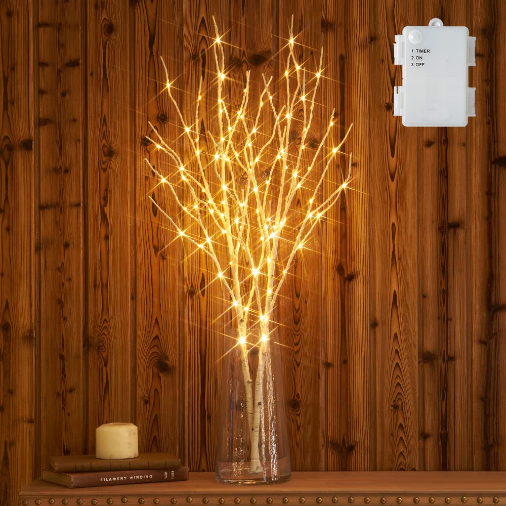 Hairui front view showing full lighted birch branches and warm glow benefit