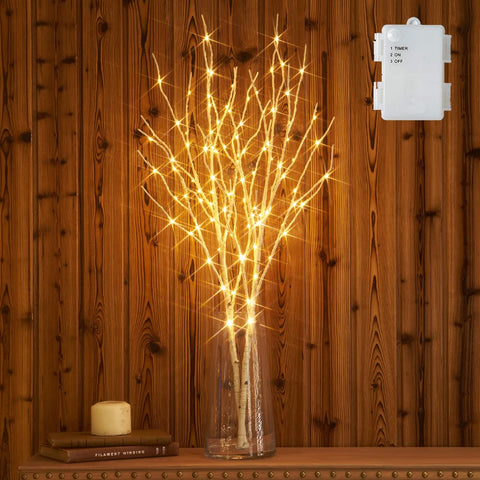 Hairui front view showing full lighted birch branches and warm glow benefit
