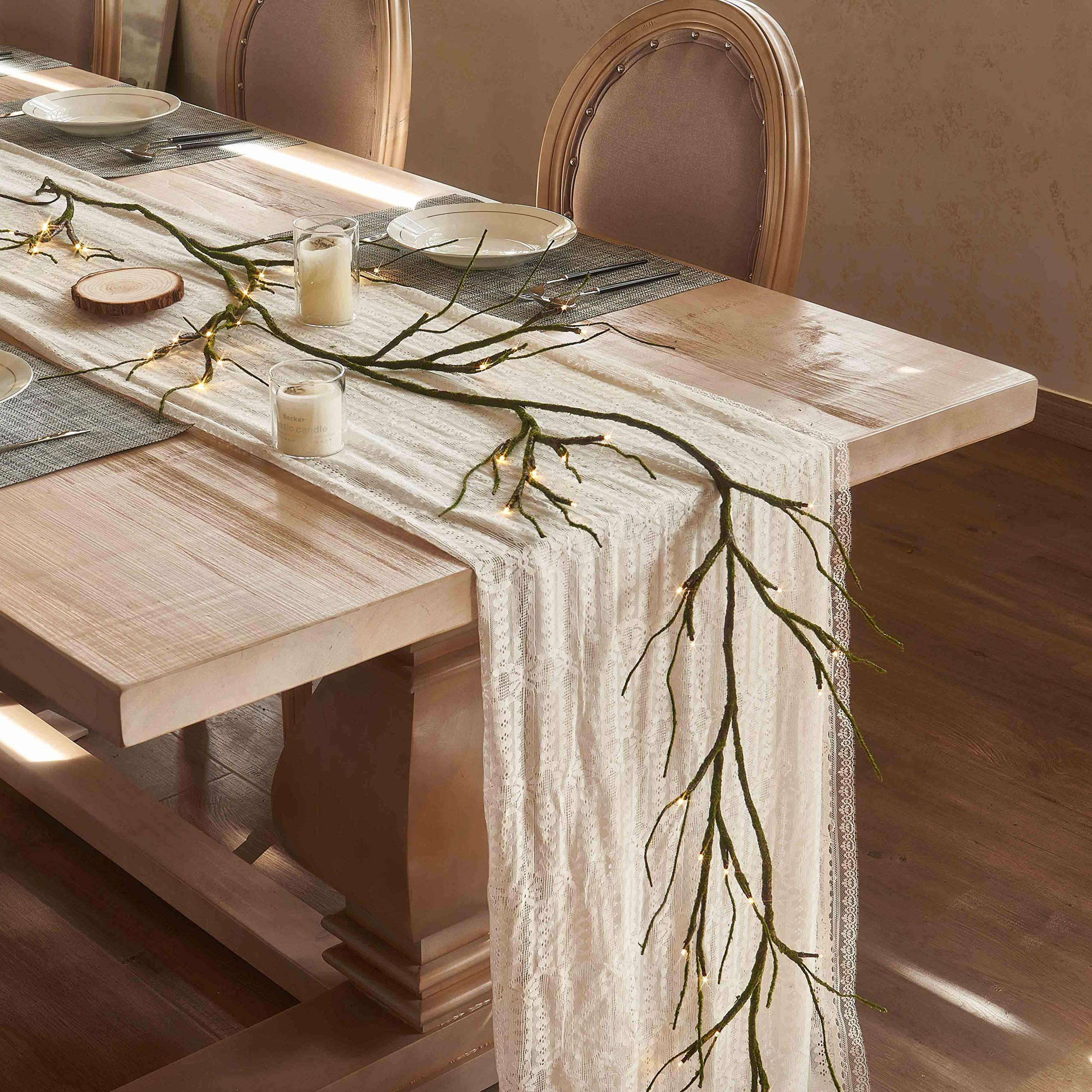 Hairui front view showing realistic mossy garland and twig vine for natural decor
