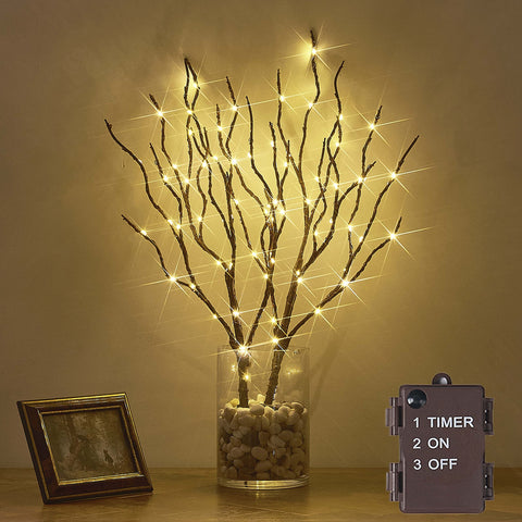 Hairui front view of packaged willow branches showing elegant brown finish and LEDs