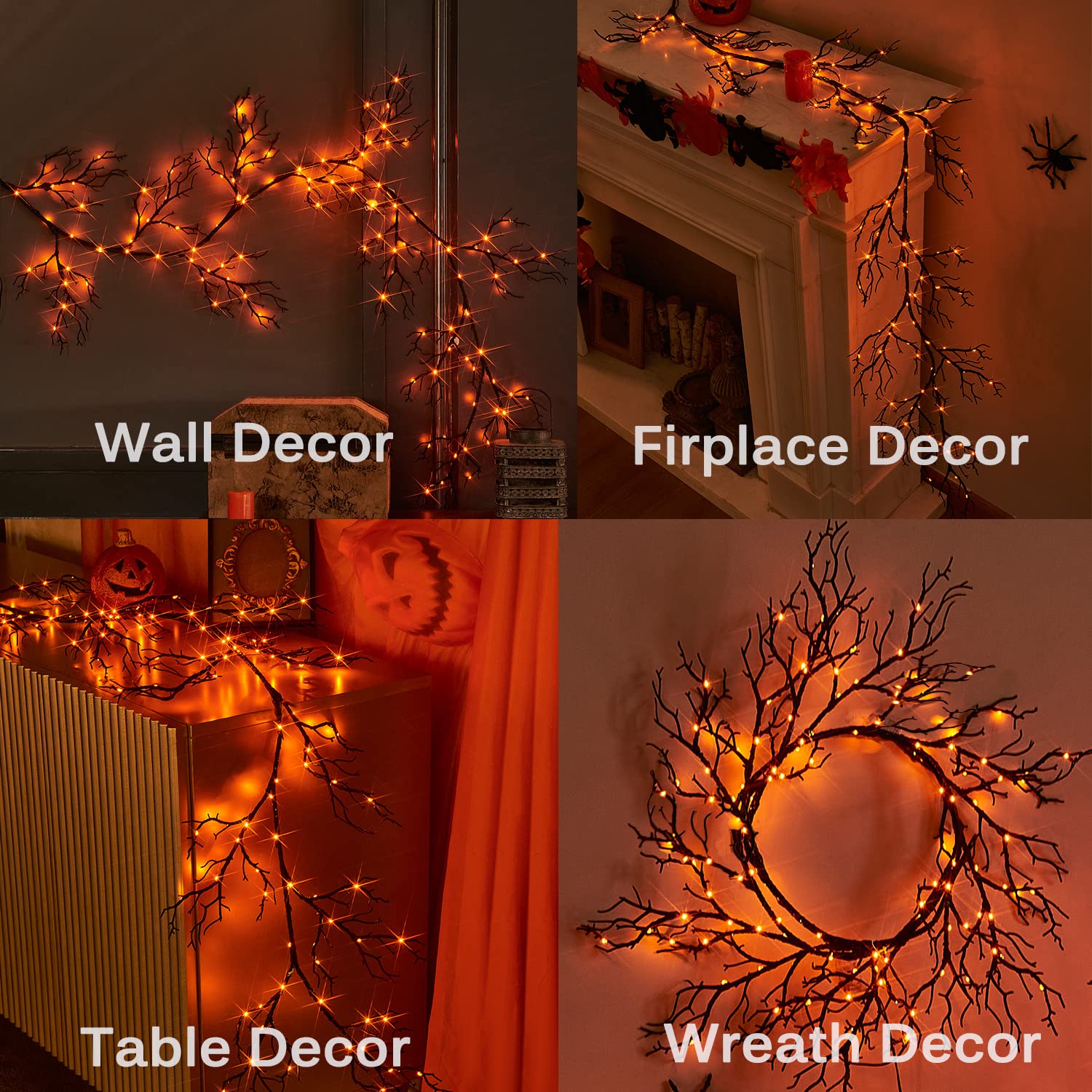 Hairui garland wrapped on banister, adds Halloween ambiance to stair display