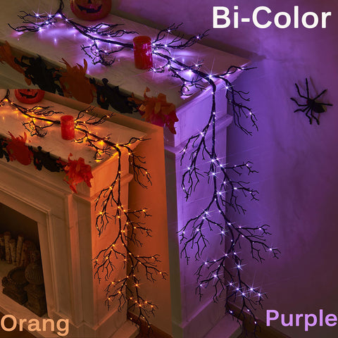 Hairui mantel styling with garland and pumpkins, creates cohesive holiday vignette