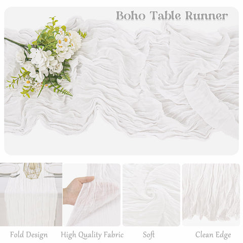 HAISIWLKJ table runner laid along a wedding table with candles and florals showing romantic sheer effect