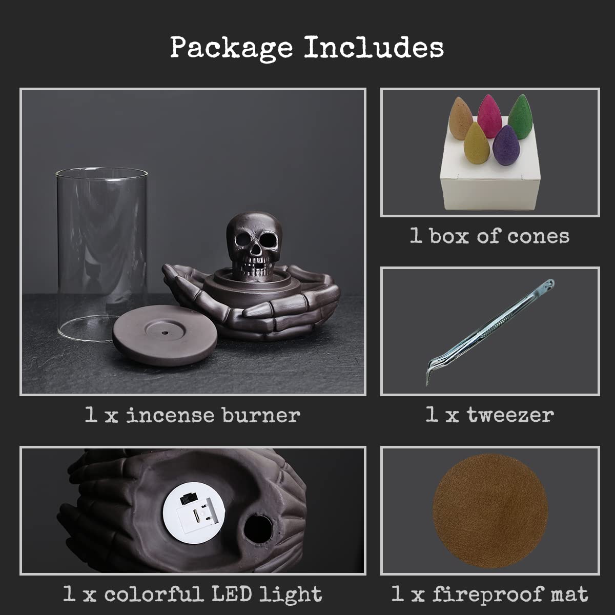 HaisWonsa LED illuminated skull displaying colorful lights and enhanced smoke visibility benefit