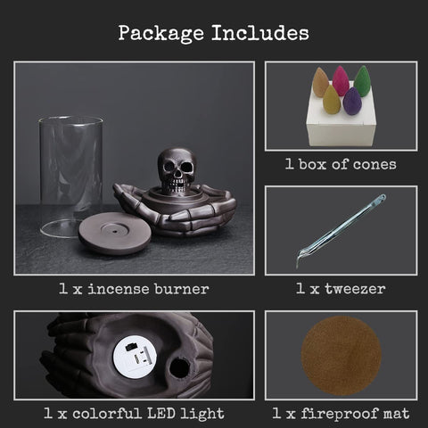 HaisWonsa LED illuminated skull displaying colorful lights and enhanced smoke visibility benefit