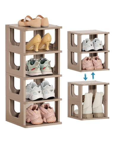 HAIXIN front view of the assembled shoe rack showing slim profile and neat storage benefit