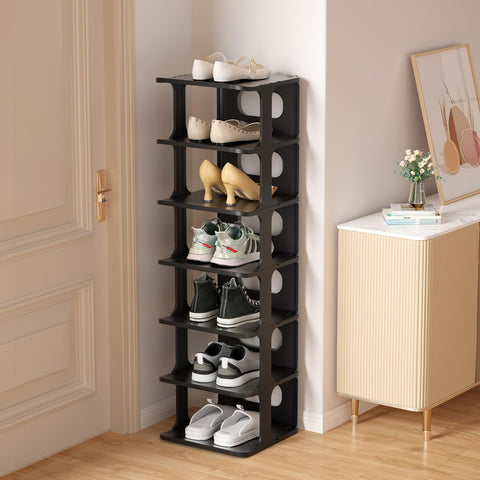 HAIXIN front view of assembled shoe rack showing neat storage and space savings