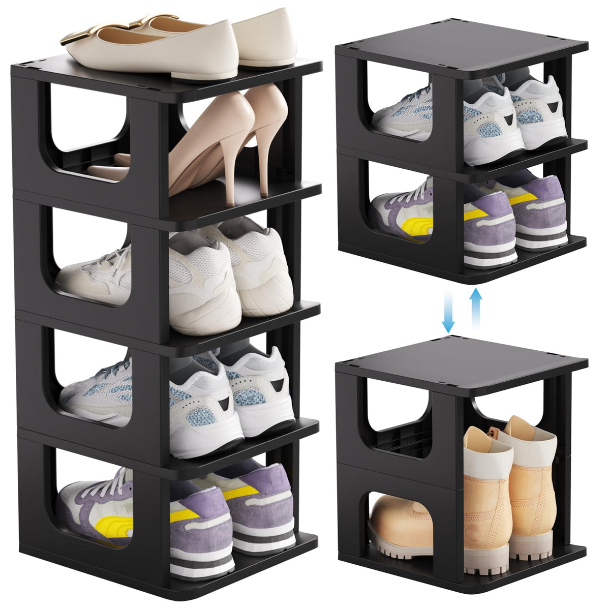 HAIXIN front view of 5-tier shoe rack showing vertical space-saving organization