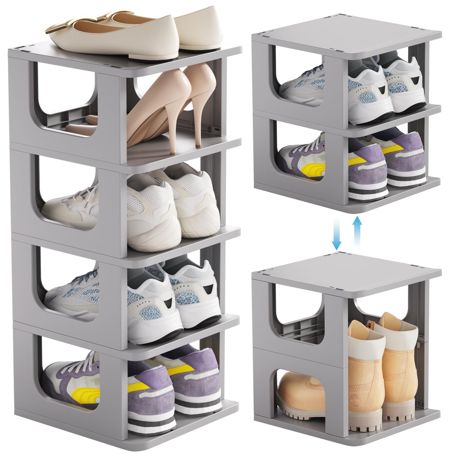 HAIXIN front view showing five-tier slim cubby and space-saving benefit