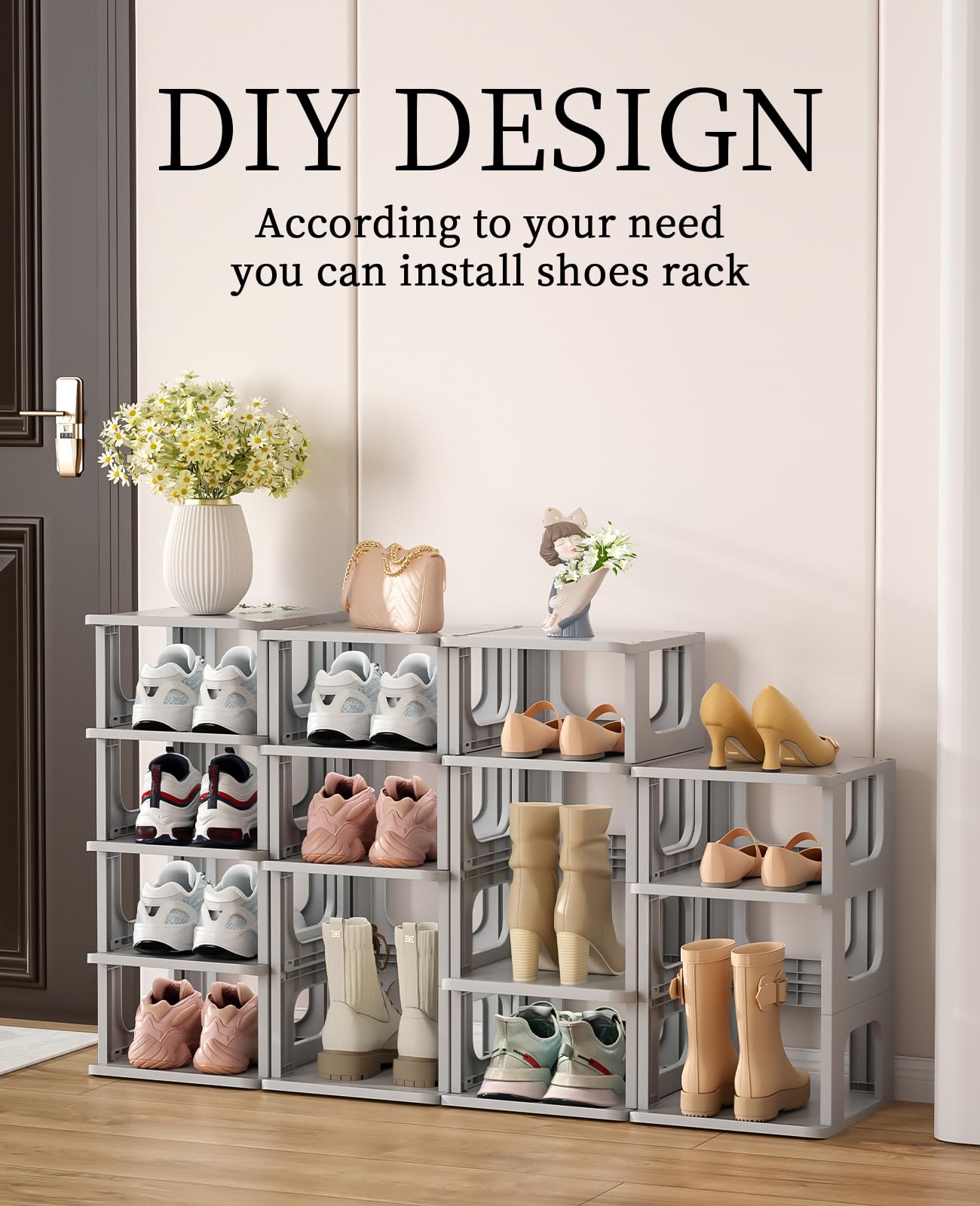 HAIXIN rack holding mixed shoes showing organized storage benefit