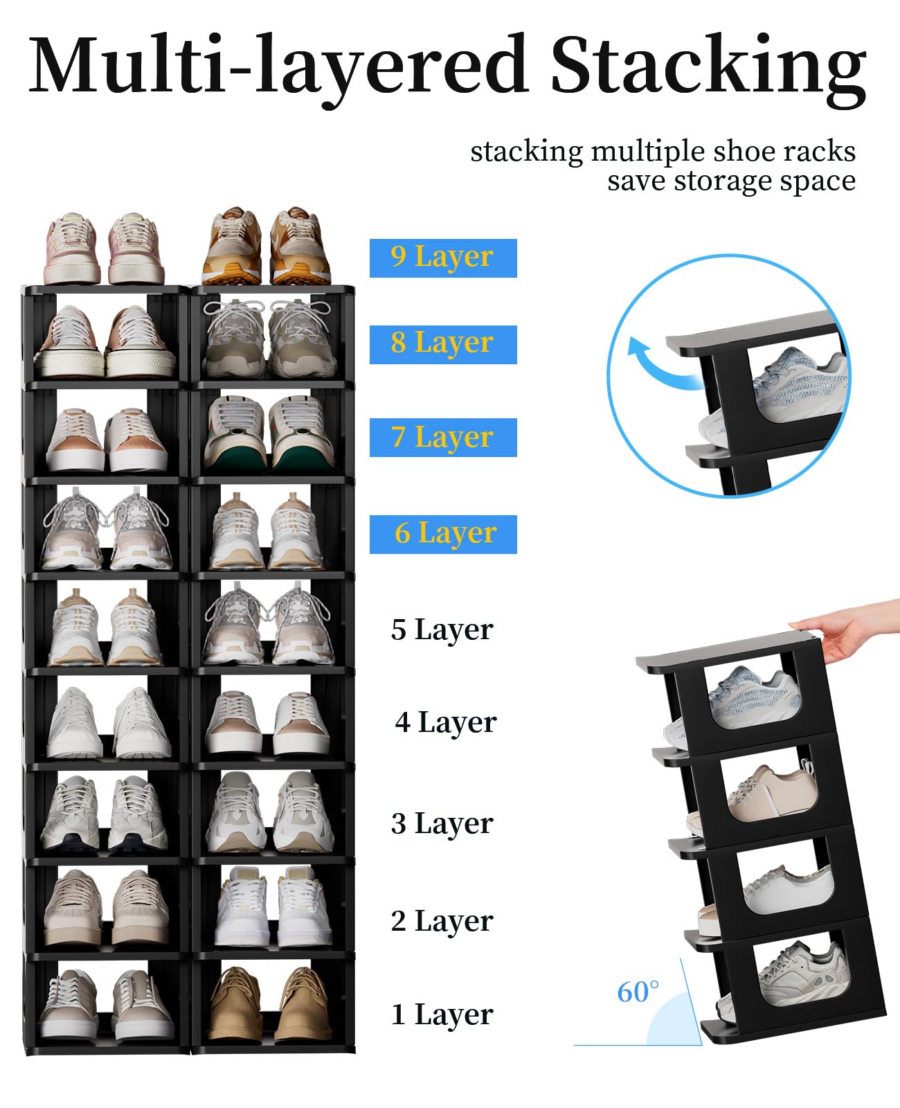 HAIXIN rack with shoes stored in cubbies demonstrating neat, accessible storage