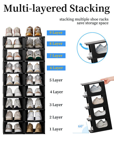 HAIXIN rack with shoes stored in cubbies demonstrating neat, accessible storage