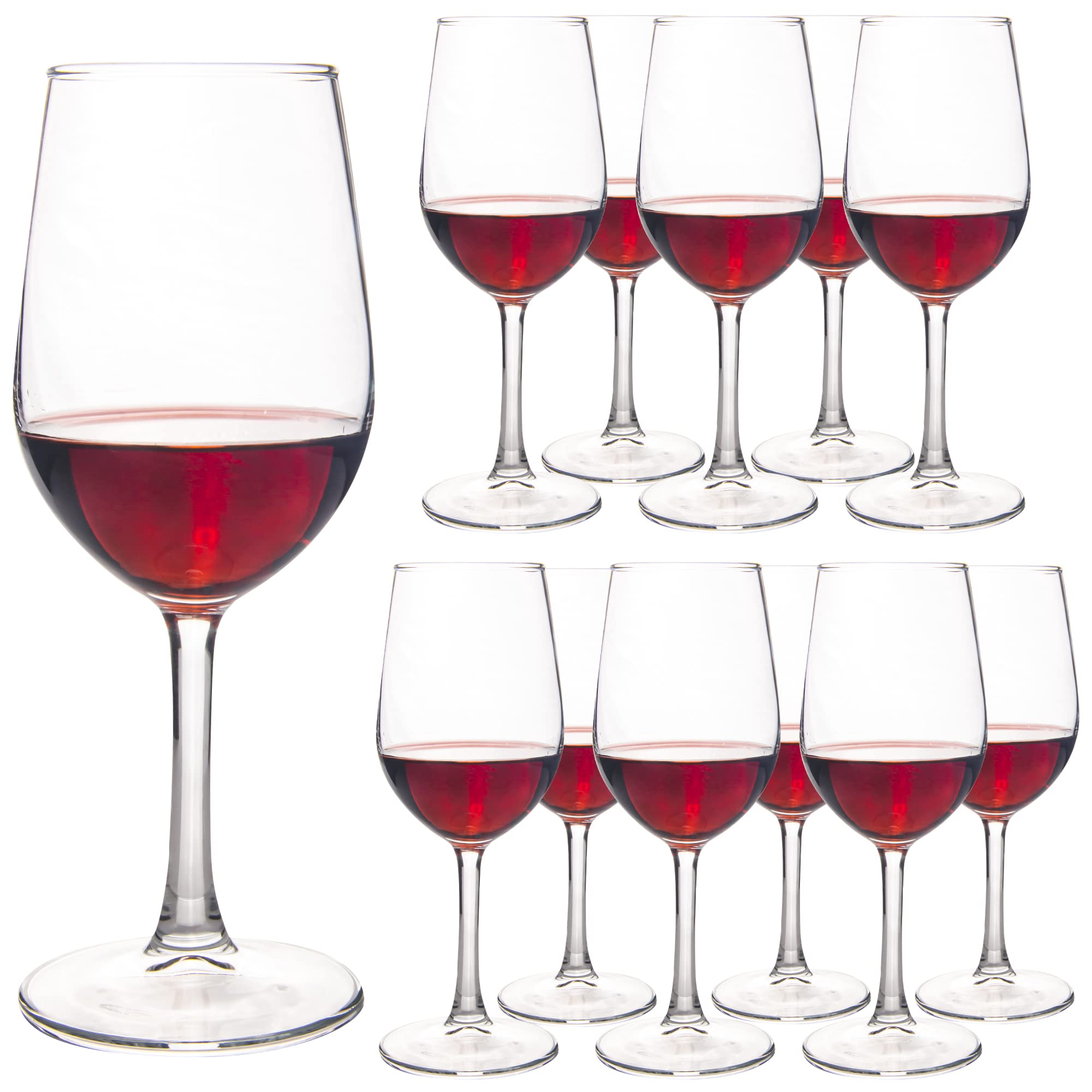 HAKEEMI front view of 12-piece glass set showing clear uniform glasses for elegant serving