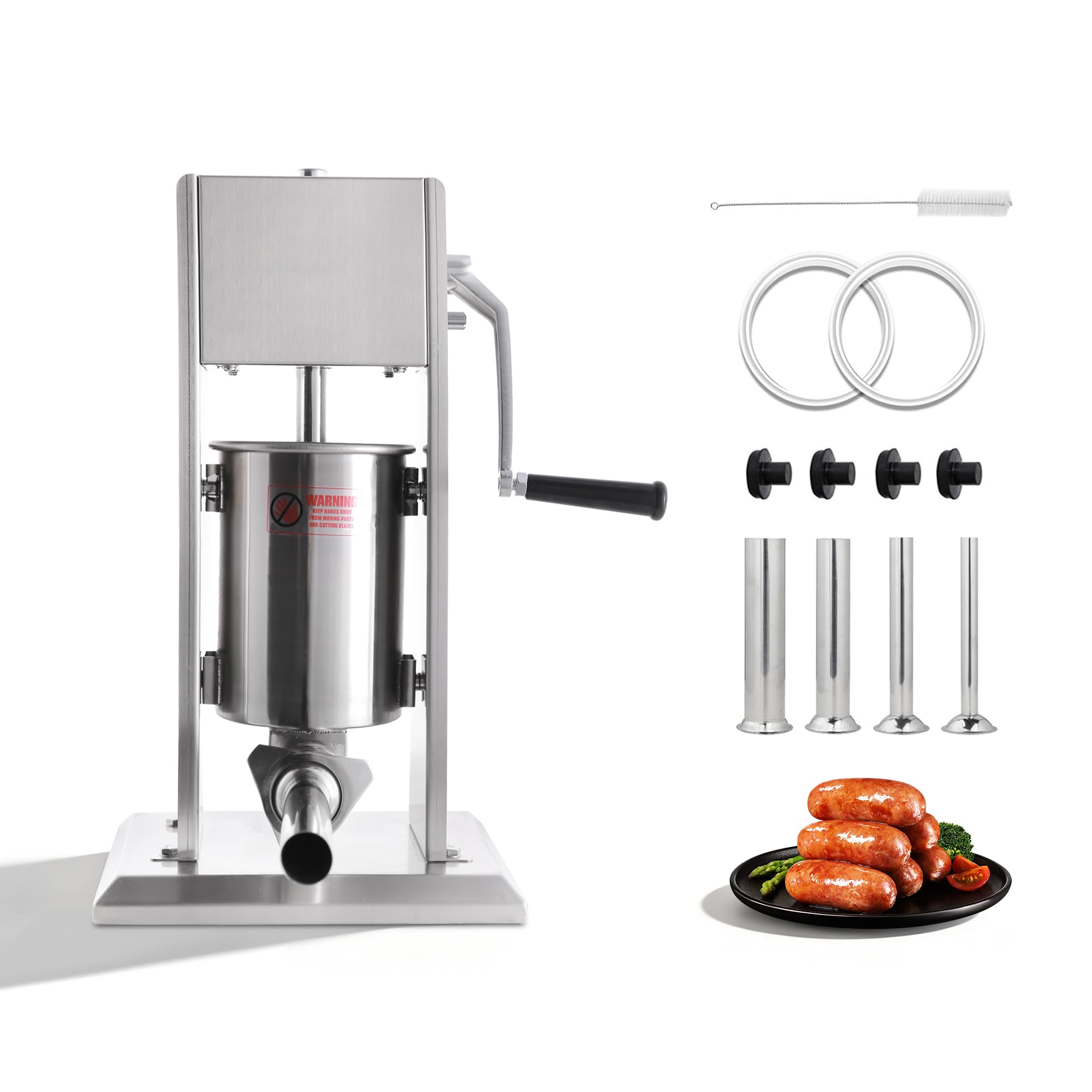 HAKKA BROTHERS front view showing stainless stuffer and compact benefit