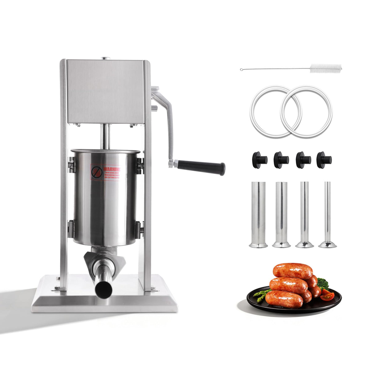 HAKKA BROTHERS front view showing stainless stuffer and compact benefit