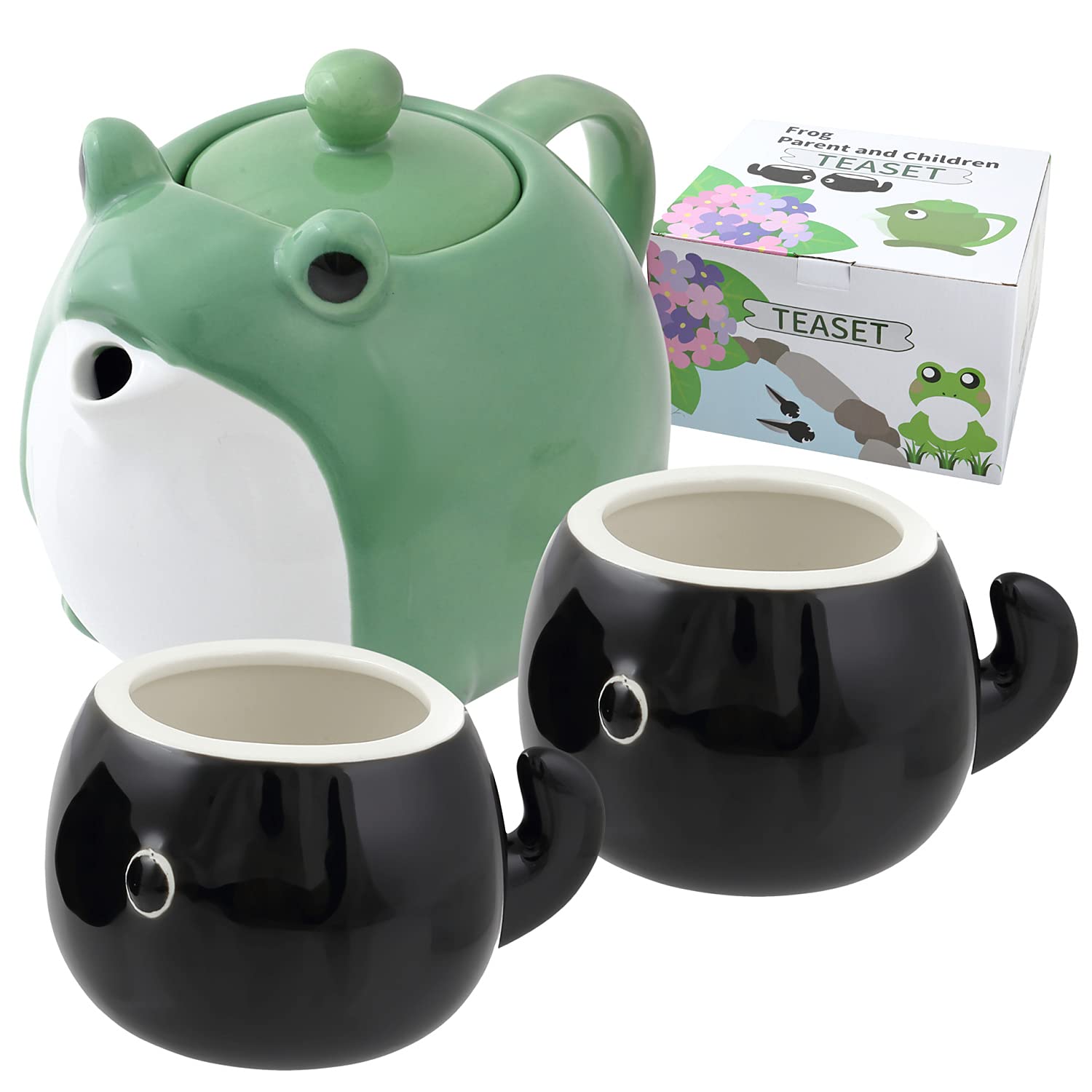 HAKONE YOSEGI teapot front view showing frog motif and elegant shape for decorative display