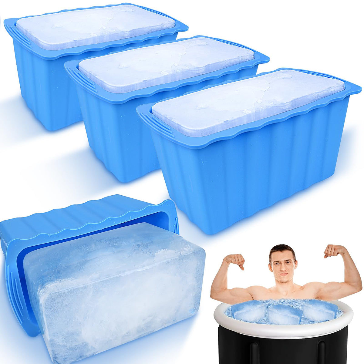 Haldane front view of four-piece ice molds showing sturdy design and capacity