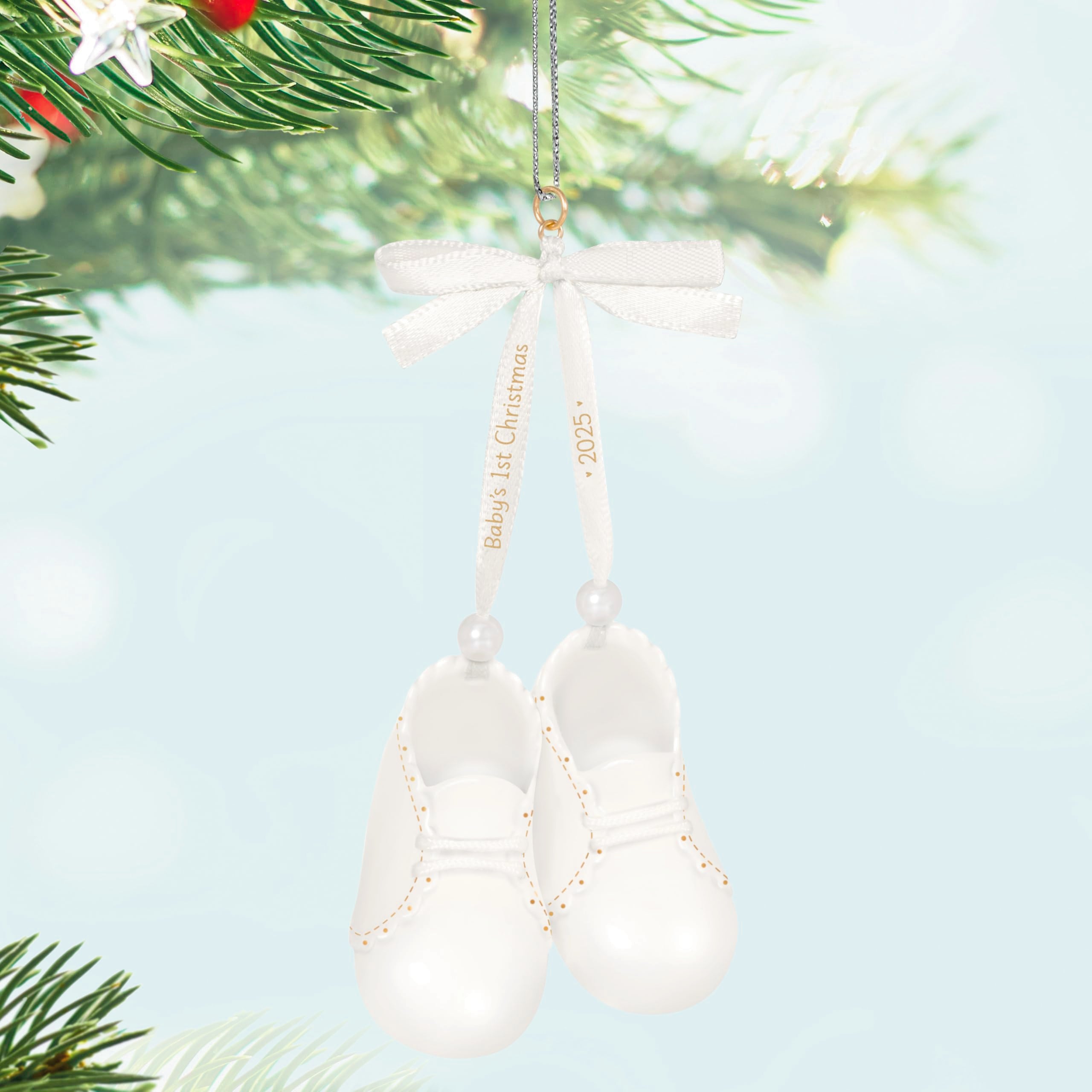 Hallmark Keepsake close-up of porcelain booties texture highlighting fine detail