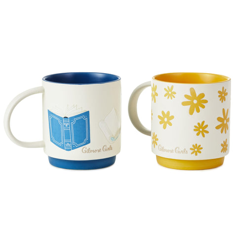 Hallmark Gilmore Girls artwork detail with blue books and yellow flowers, adds personality