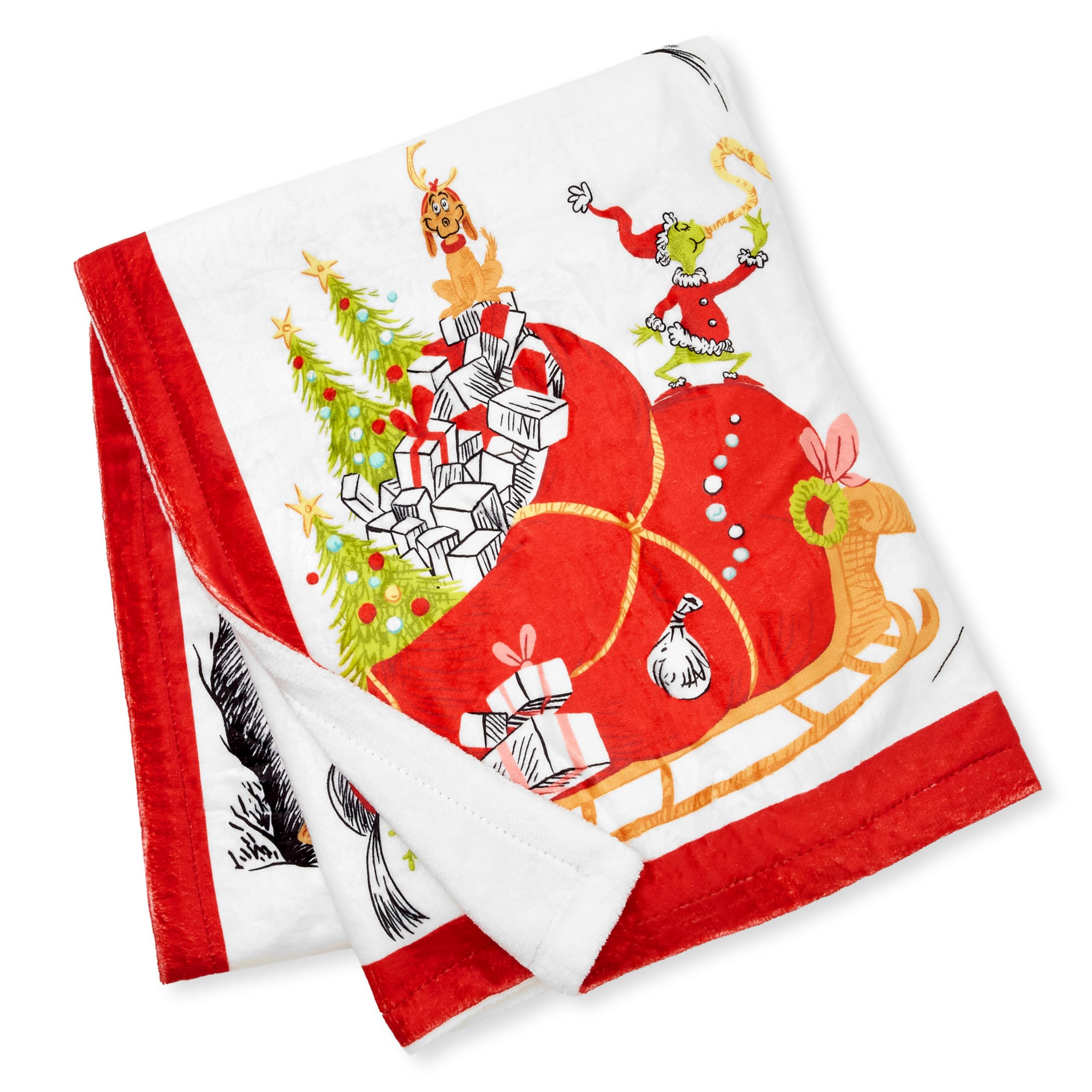 Hallmark Grinch throw folded for gifting showing compact, present-ready benefit