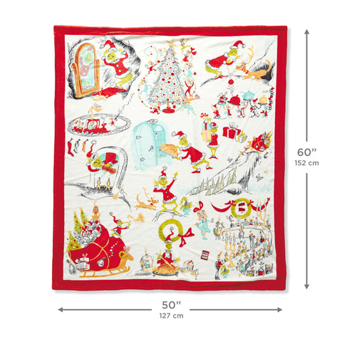 Hallmark Grinch throw red border detail showing finished edge and visual pop
